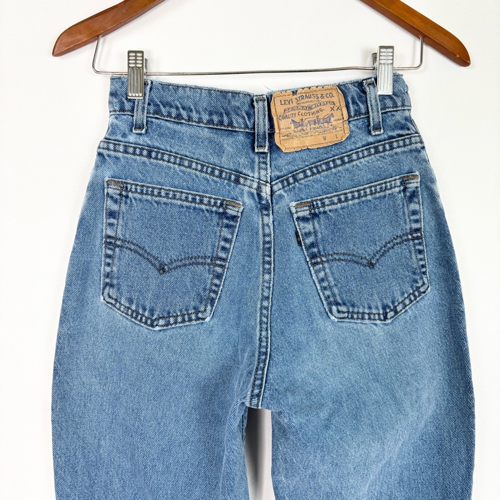 Vintage 90s Levis XX Jeans Slim‎ Taper High Waist Denim Blue Gold Tab